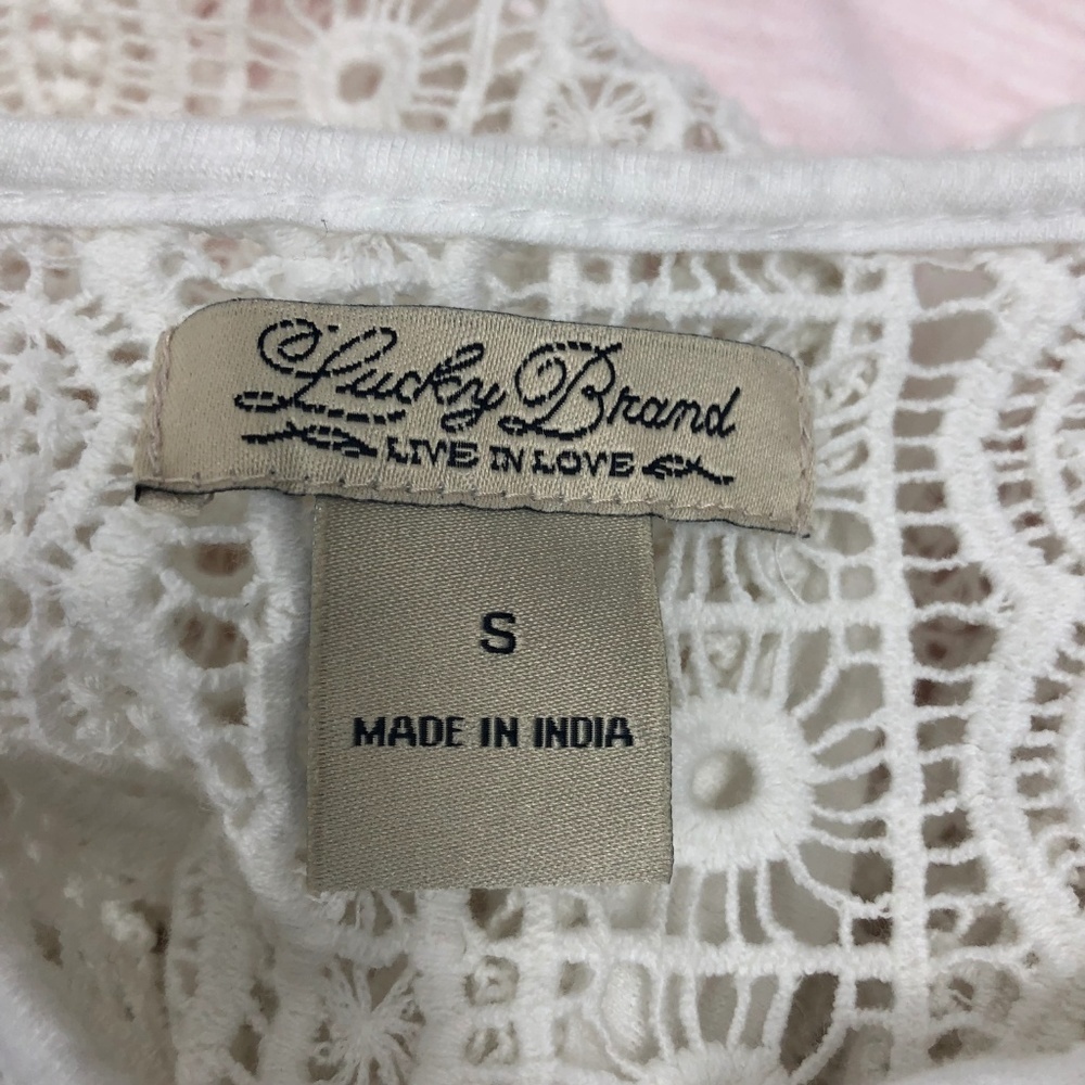 Lucky Brand Lace Yoke Top Small - Picture 6 of 7